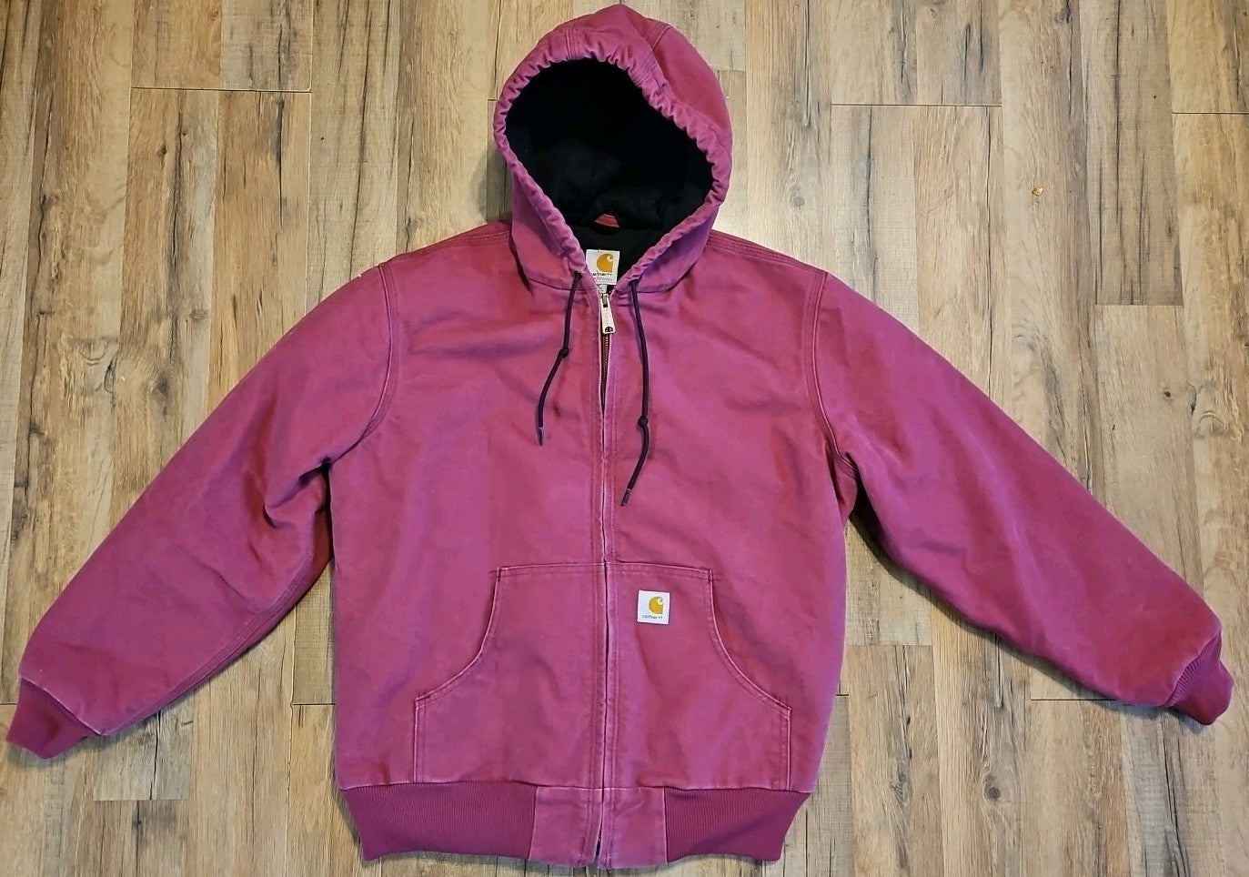 Carhartt Jacket Duck Canvas Hooded Quilt Lined Workwear WJ130 648 Womens 8/10