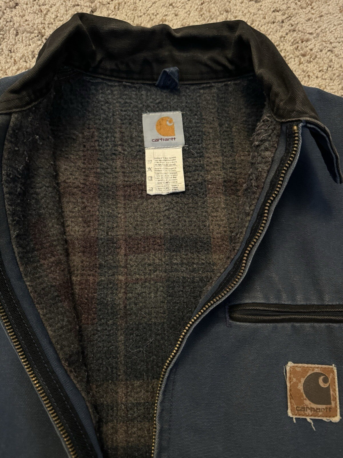 Vintage Carhartt J65 BLU Detroit Jacket blue Size XL RARE Blanket Lined