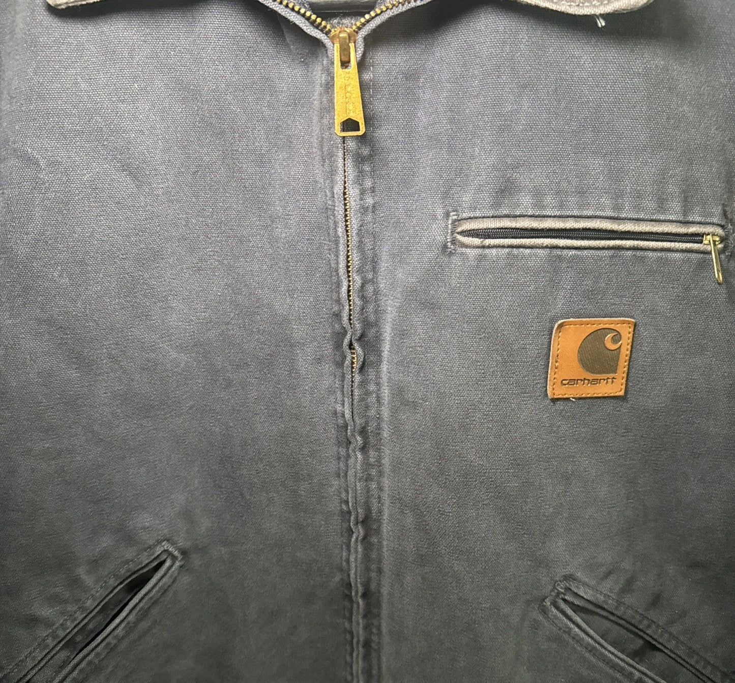 VTG Carhartt Detroit Duck Jacket MEDIUM Petrol Faded Blue J97 PTL Blanket Lined