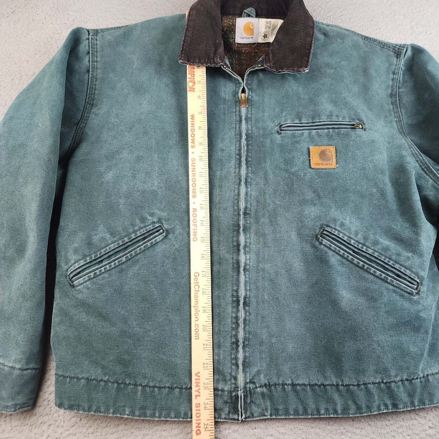 VTG Carhartt Detroit Jacket J43 HTG Hunter Green Large Regular USA Union 1998