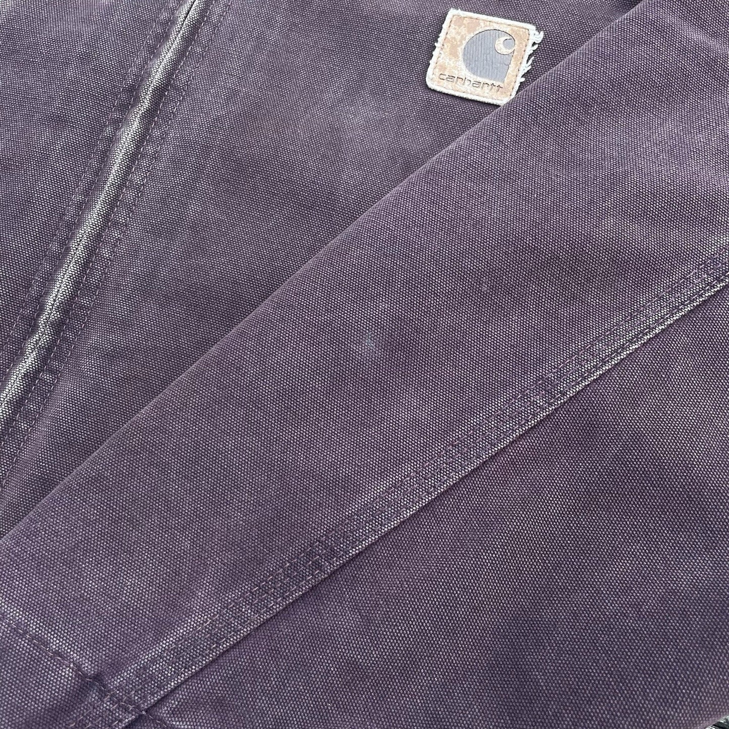vintage carhartt j43 brg sandstone detroit jacket in burgundy size medium