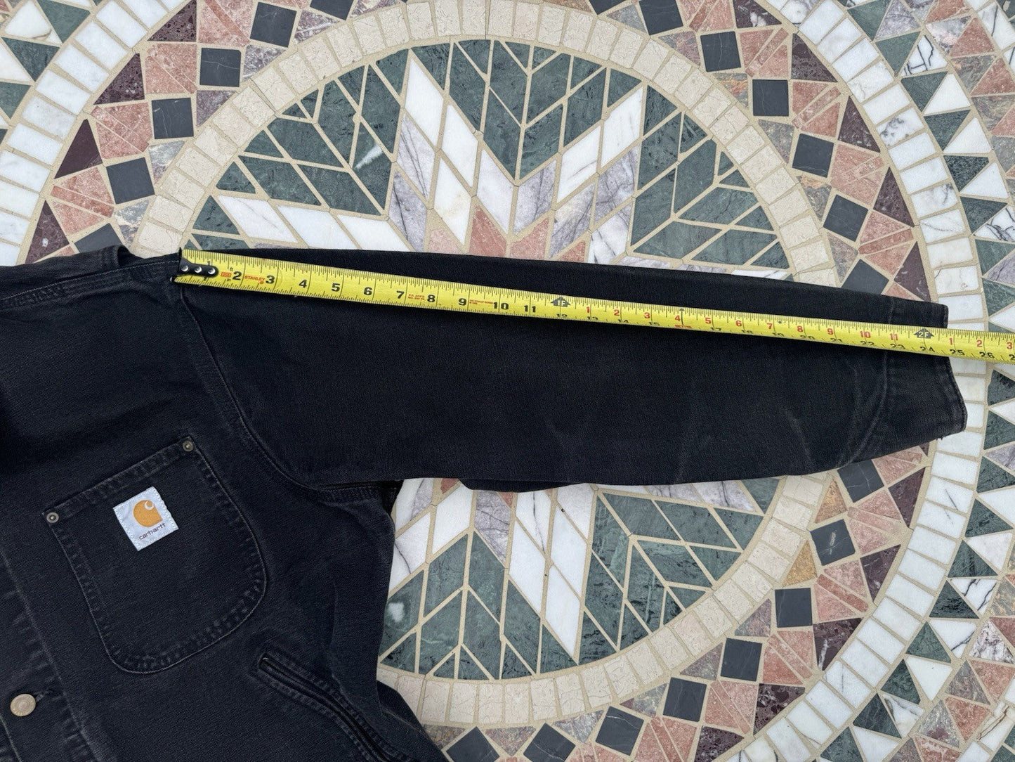 VTG Carhartt JU1005 Large Unlined Black Chore Jacket ~ blk detroit l coat