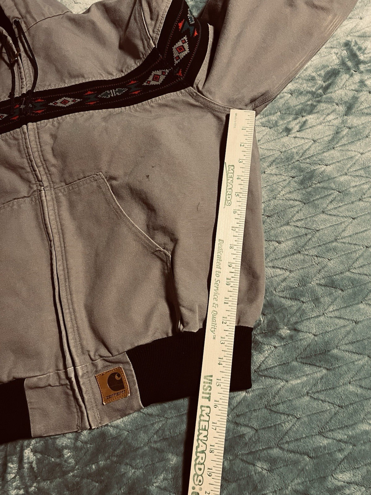 Vintage 90’s Men’s Carhartt Aztec Gray Hooded Jacket J78 CMT Southwestern Sz XL