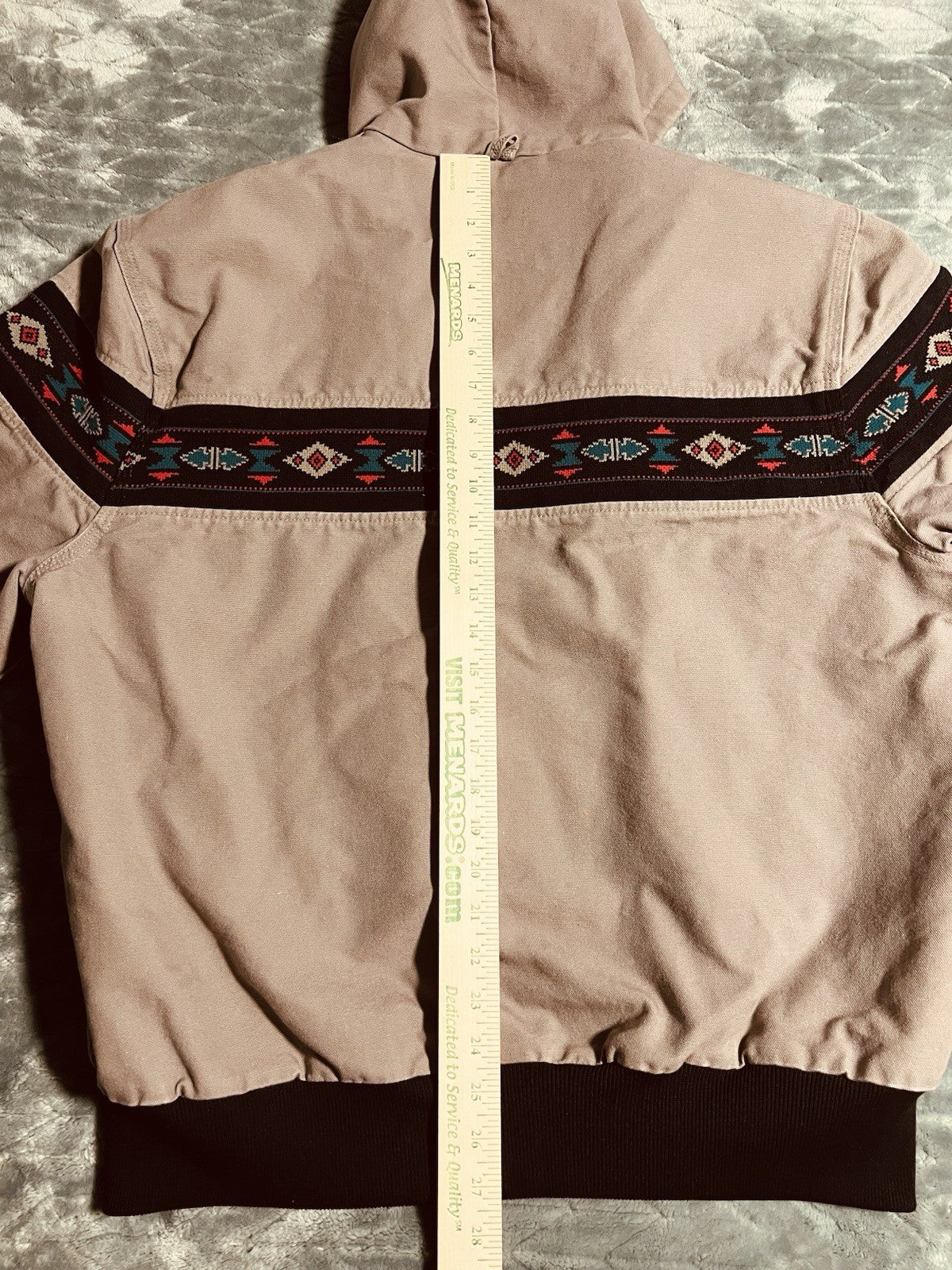 Vintage 90’s Men’s Carhartt Aztec Gray Hooded Jacket J78 CMT Southwestern Sz XL