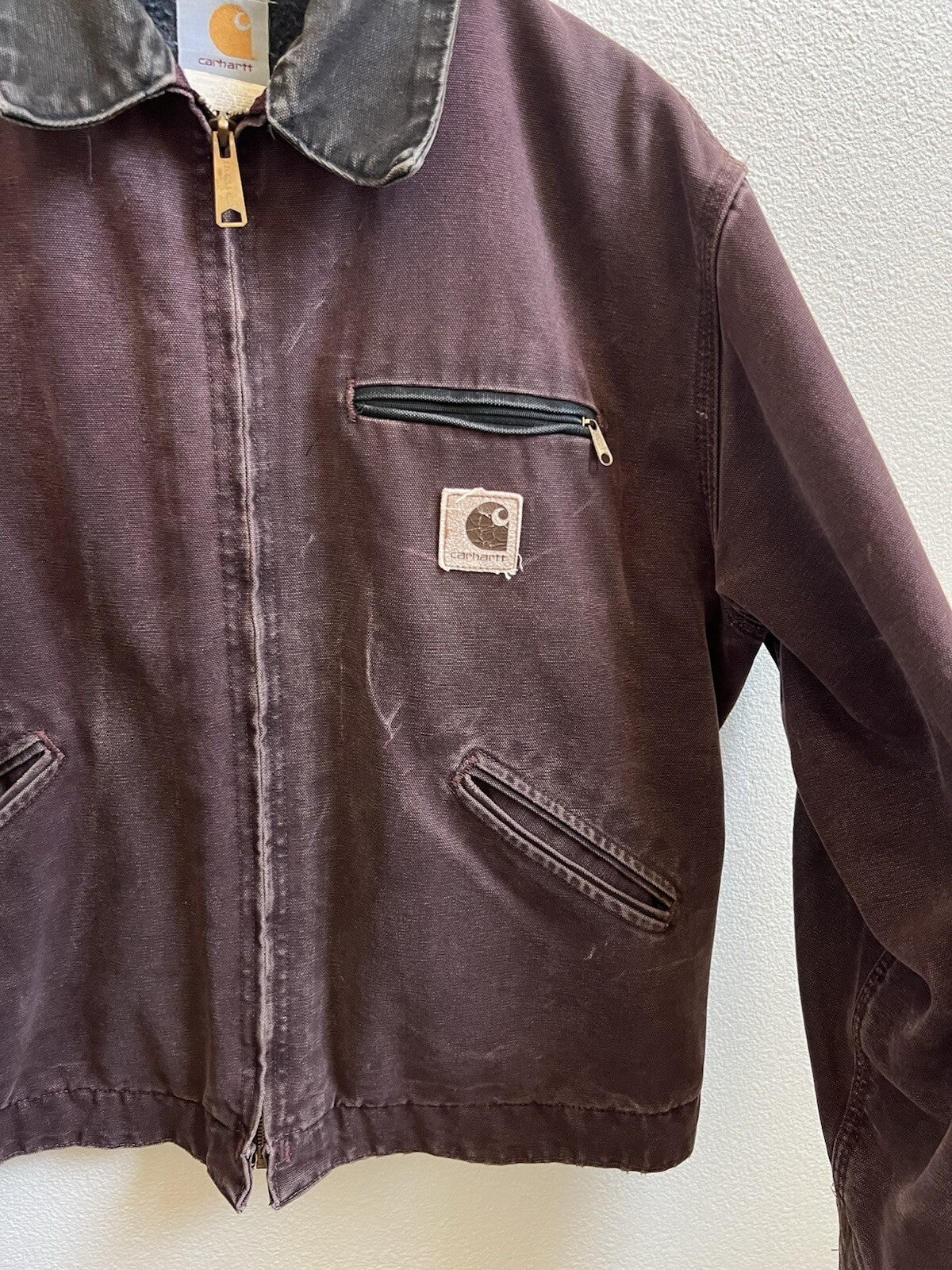 Vintage 2000 Carhartt Detroit Jacket J97 BRG Burgundy Size Large Blanket Lined