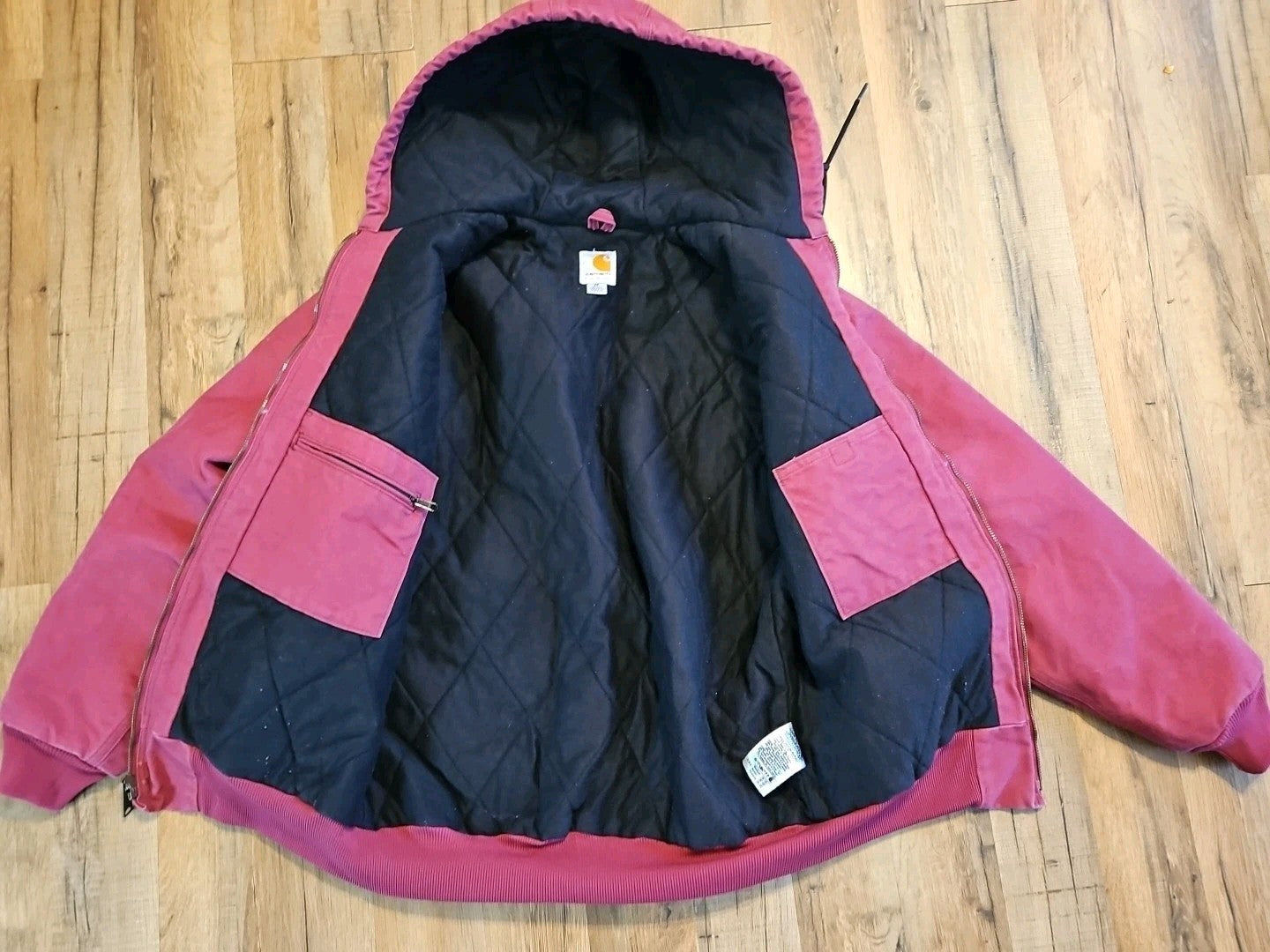 Carhartt Jacket Duck Canvas Hooded Quilt Lined Workwear WJ130 648 Womens 8/10