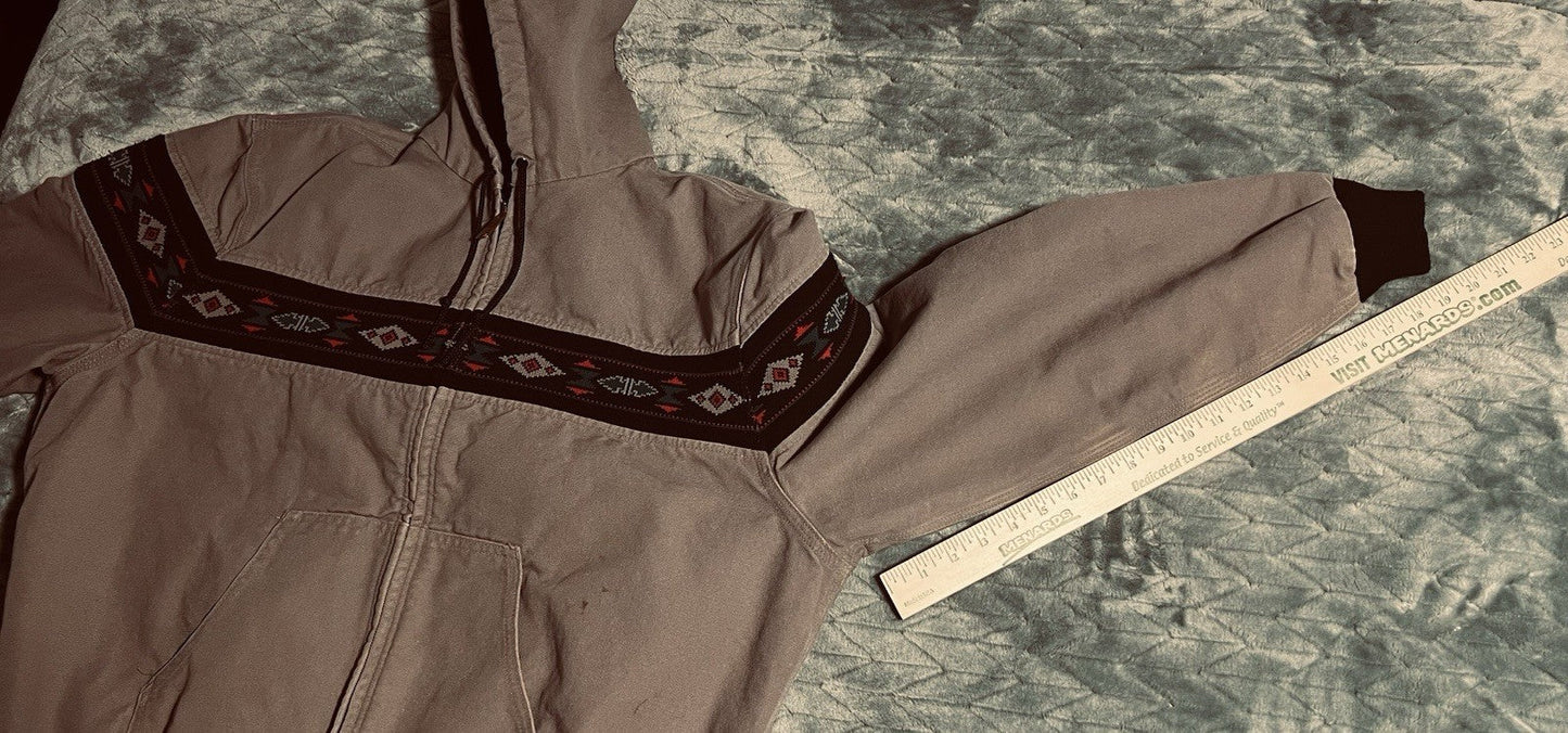 Vintage 90’s Men’s Carhartt Aztec Gray Hooded Jacket J78 CMT Southwestern Sz XL