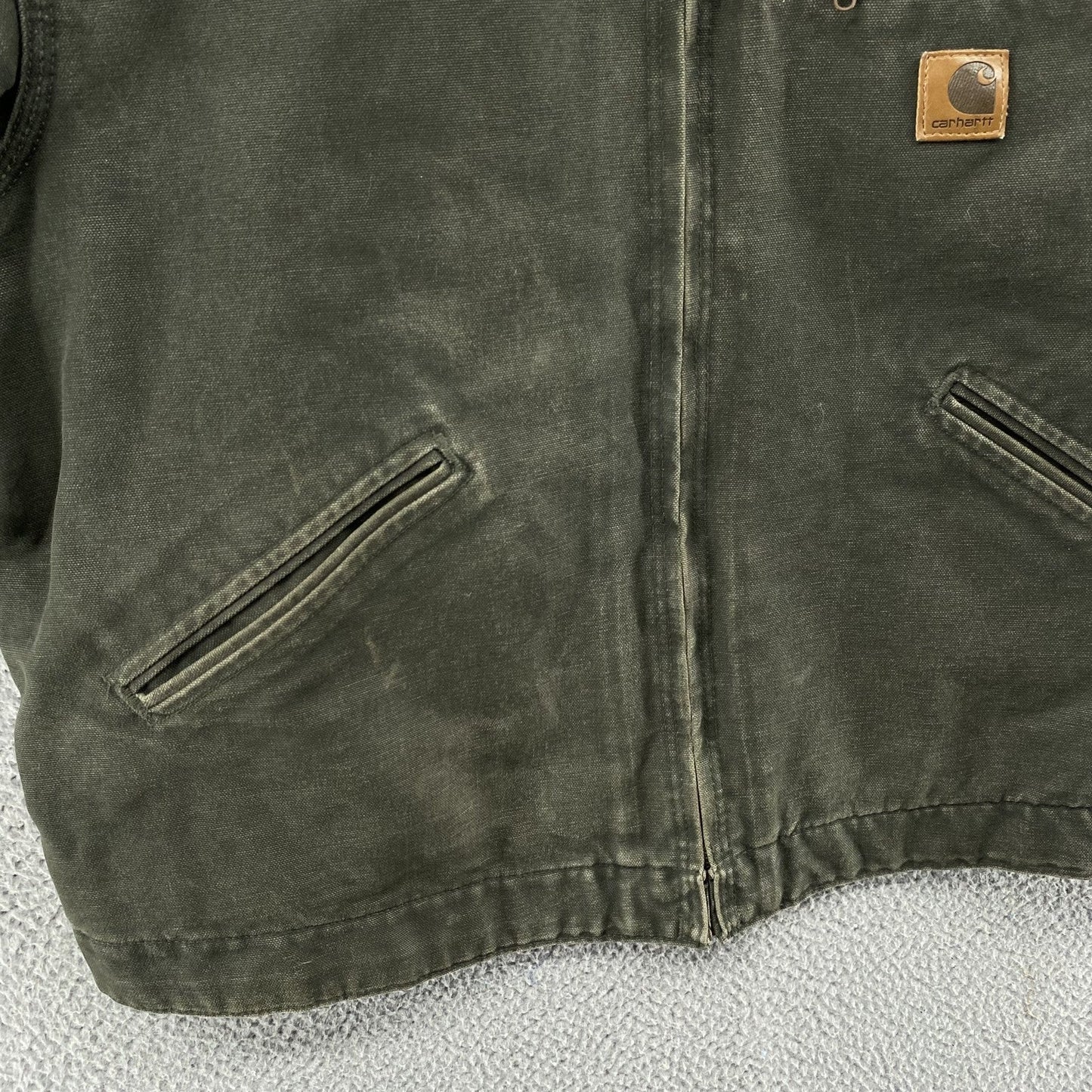VINTAGE Carhartt Jacket Mens Large Green Detroit J97 MOS Blanket Duck Canvas 90s