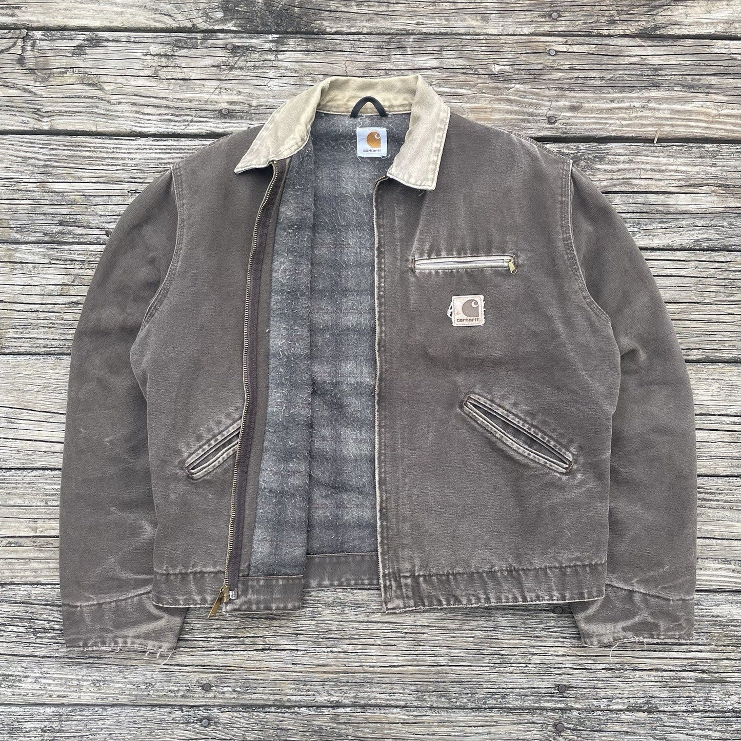 vintage carhartt j97 tmb sandstone detroit jacket in timber size large