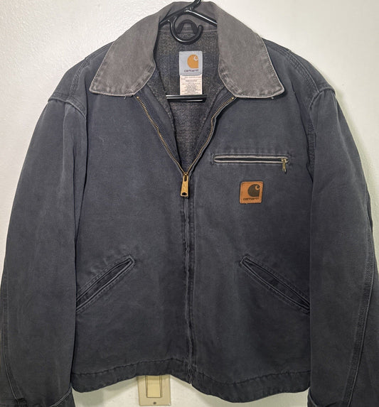 VTG Carhartt Detroit Duck Jacket MEDIUM Petrol Faded Blue J97 PTL Blanket Lined