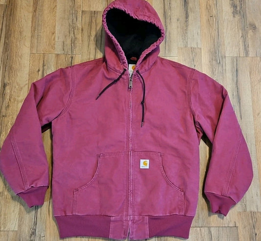 Carhartt Jacket Duck Canvas Hooded Quilt Lined Workwear WJ130 648 Womens 8/10