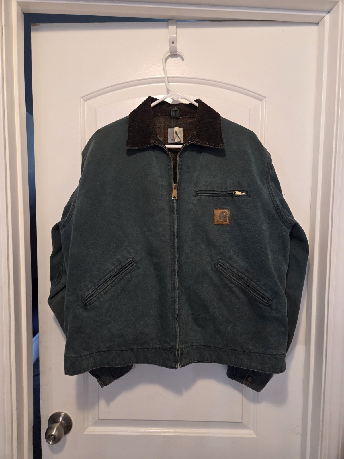 Vintage Carhartt Detroit Jacket J43 HTG Mens L Green Plaid Lined Y2K