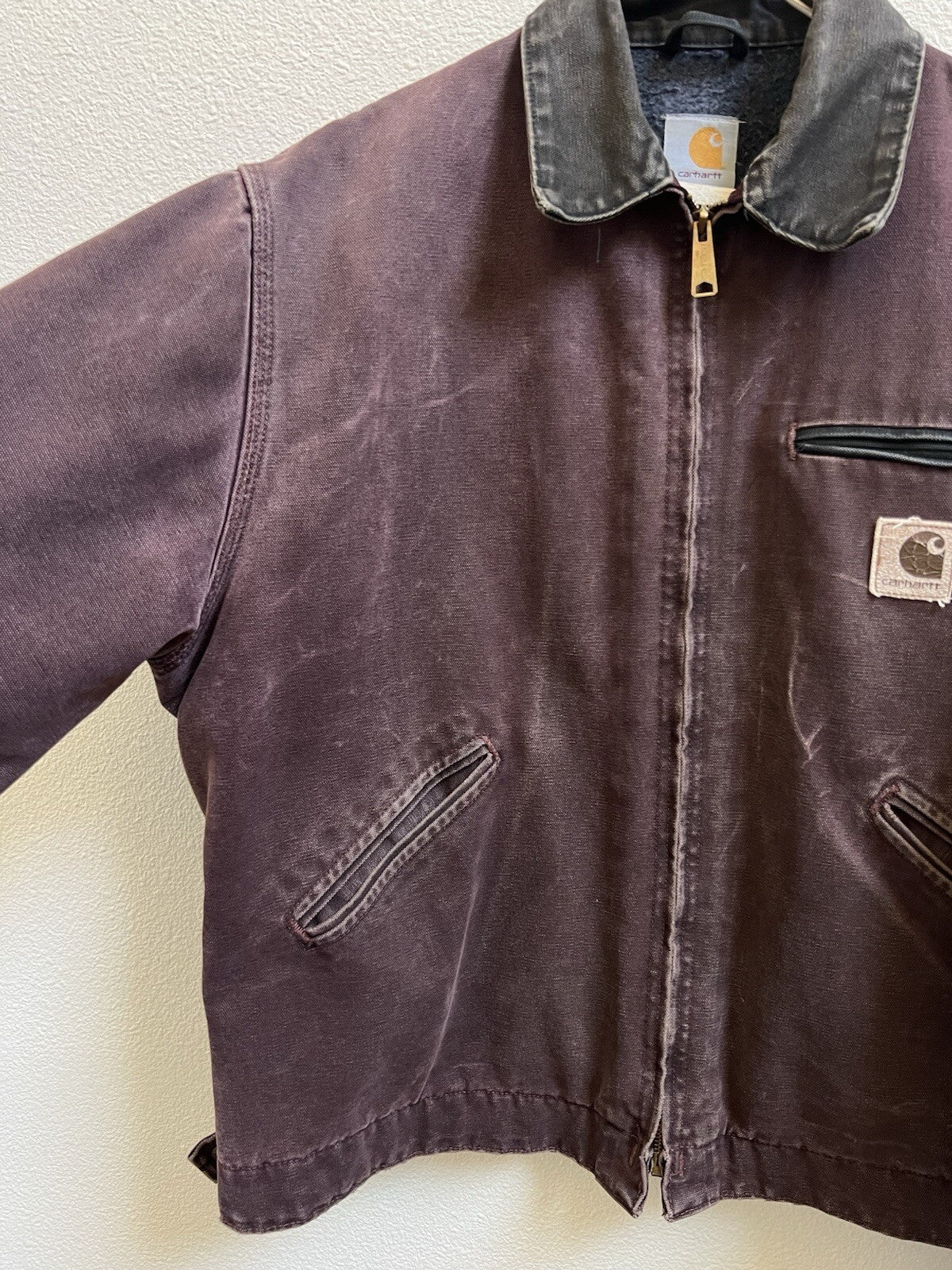 Vintage 2000 Carhartt Detroit Jacket J97 BRG Burgundy Size Large Blanket Lined