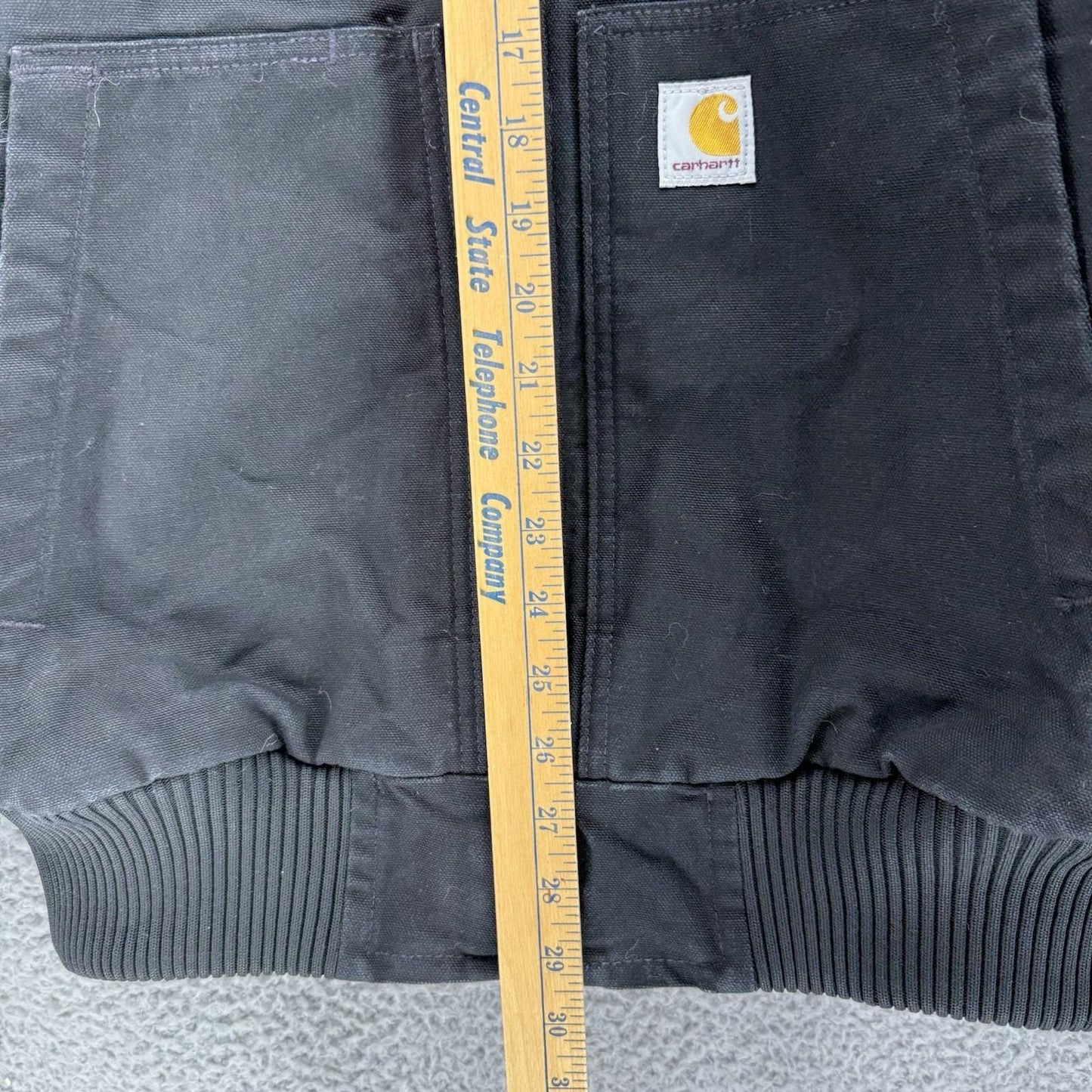Vintage Carhartt Mens Black Canvas Quilted Coat Hooded Jacket J130-M Size Medium
