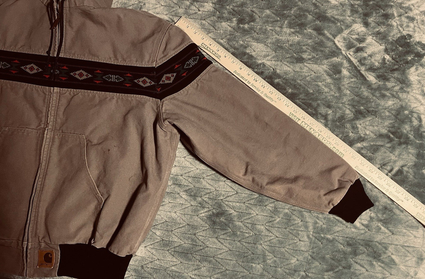 Vintage 90’s Men’s Carhartt Aztec Gray Hooded Jacket J78 CMT Southwestern Sz XL