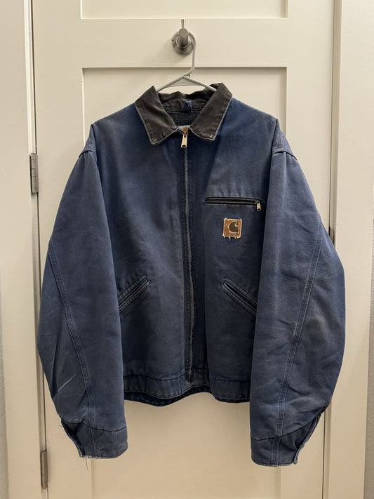 Vintage Carhartt J65 BLU Detroit Jacket blue Size XL RARE Blanket Lined
