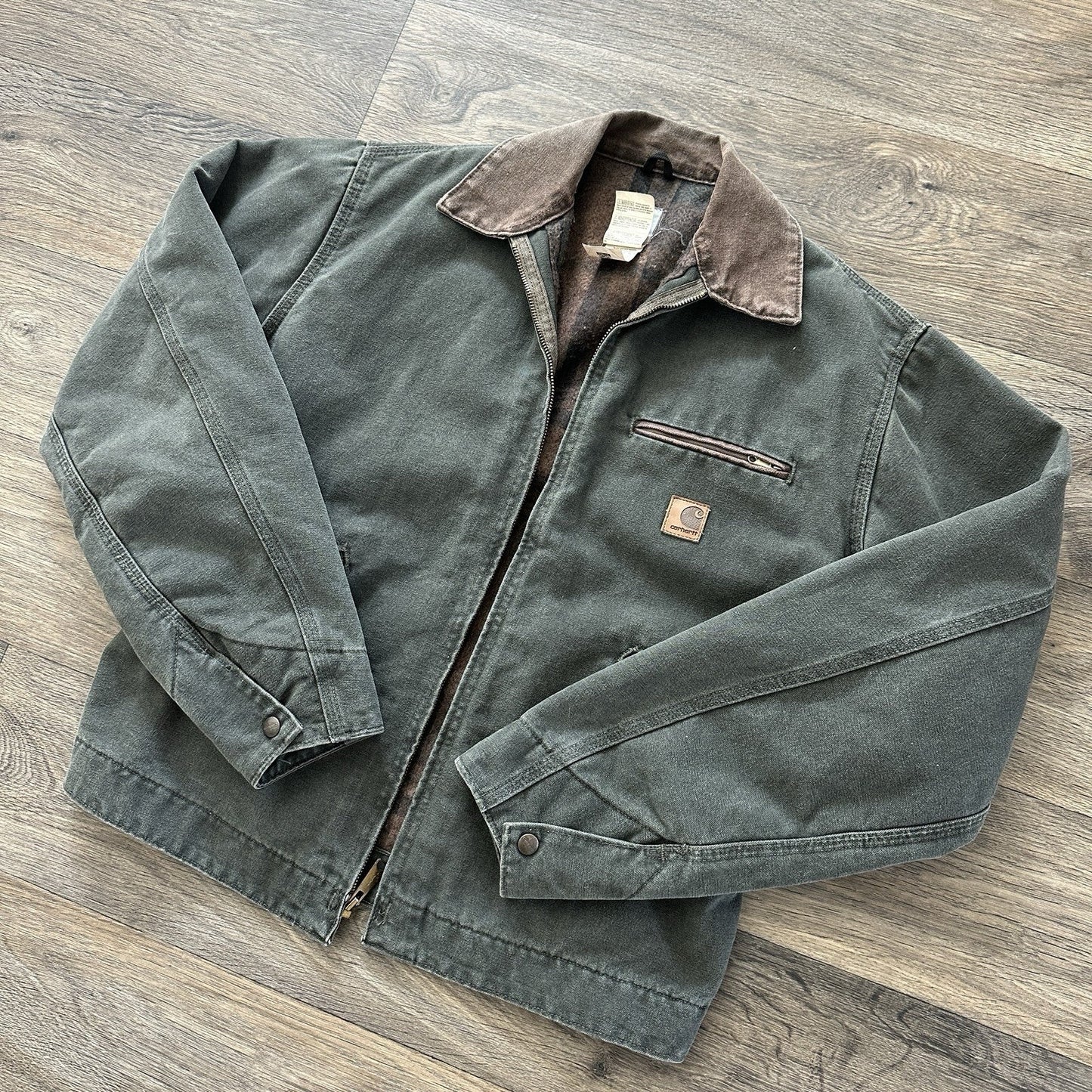 Carhartt J97 MOS Detroit Jacket Medium Moss Green Blanket Lined Duck Vintage