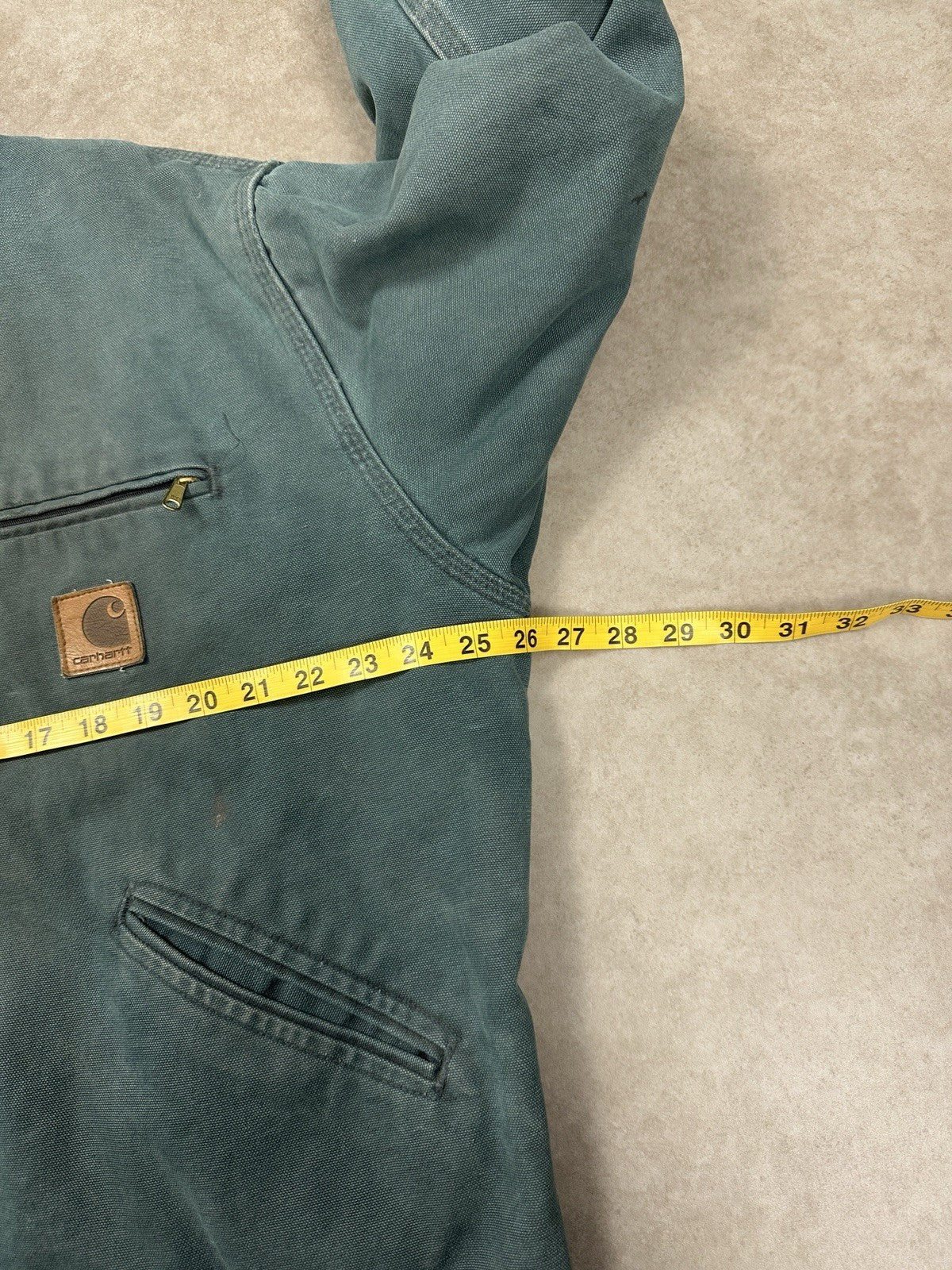 90s large Carhartt Detroit Jacket RARE J43 HTG Hunter Green Plaid Lined