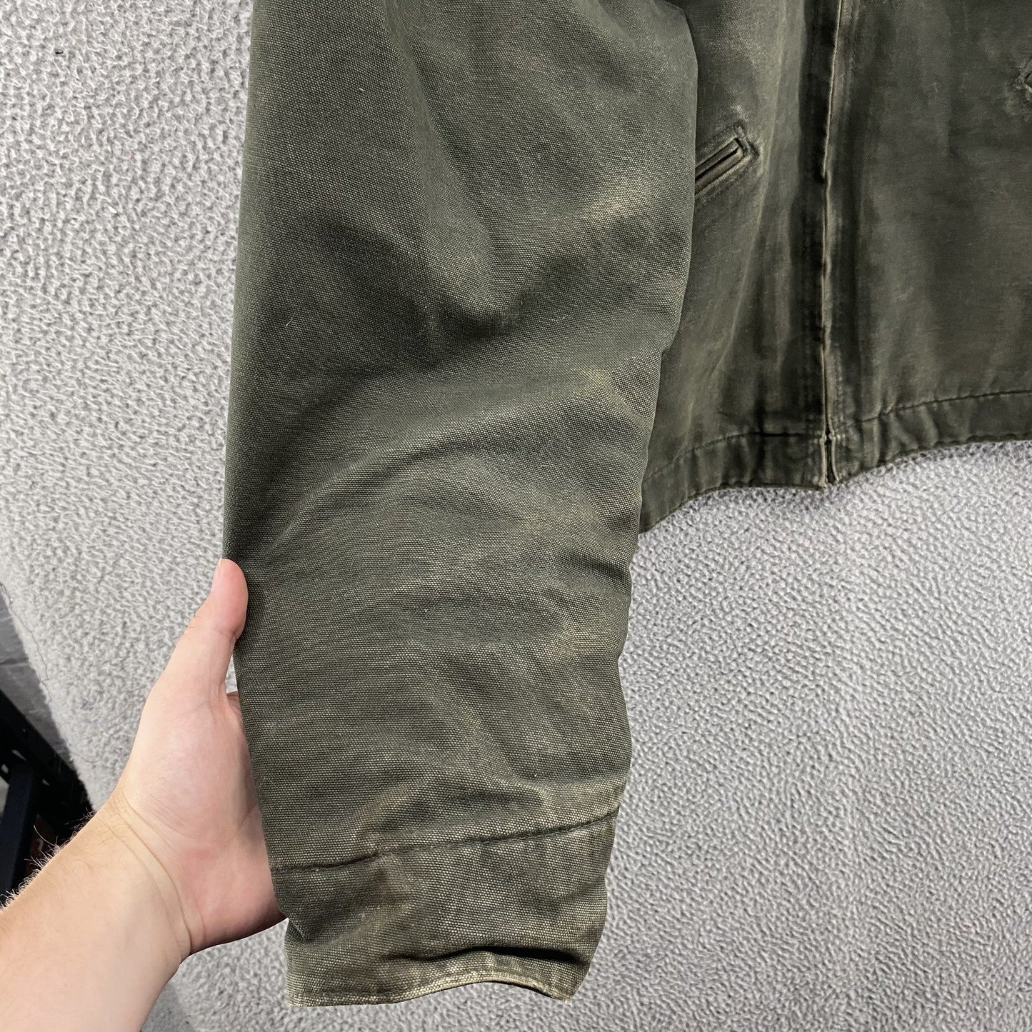 VINTAGE Carhartt Jacket Mens Large Green Detroit J97 MOS Blanket Duck Canvas 90s