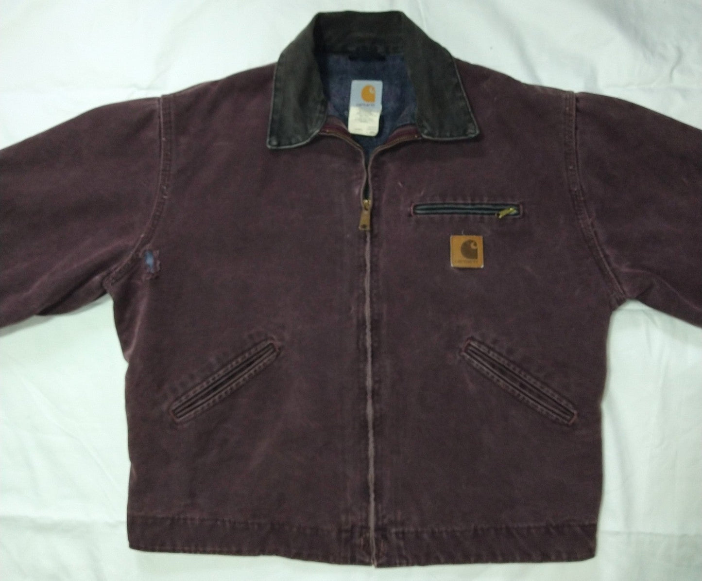Carhartt Detroit Jacket J97 BRG Burgundy Size L Reg. Blanket Lined USA Made VTG