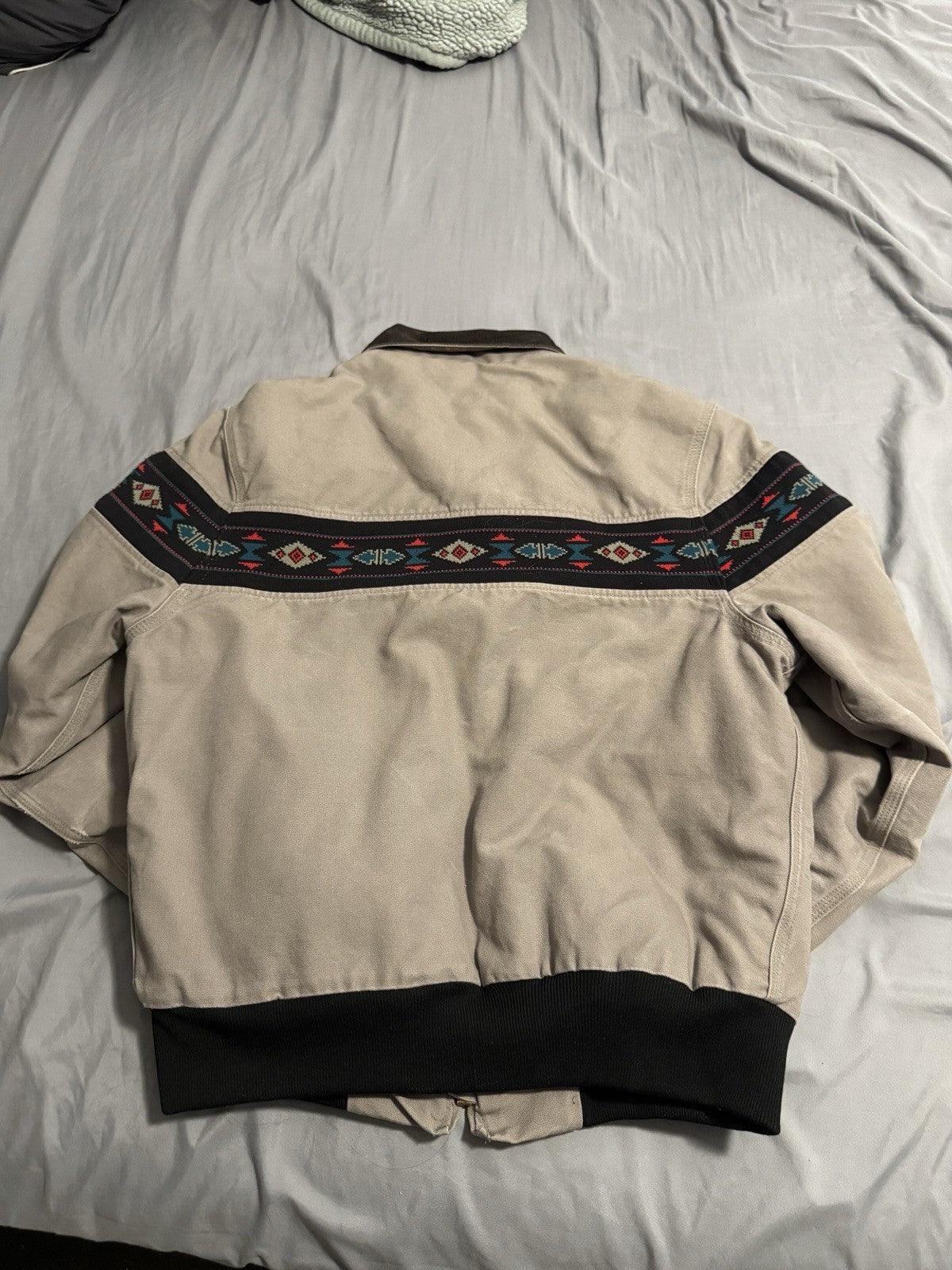 VTG 90s Carhartt SANTA FE Jacket AZTEC J77CMT Gray Large (L) Clean