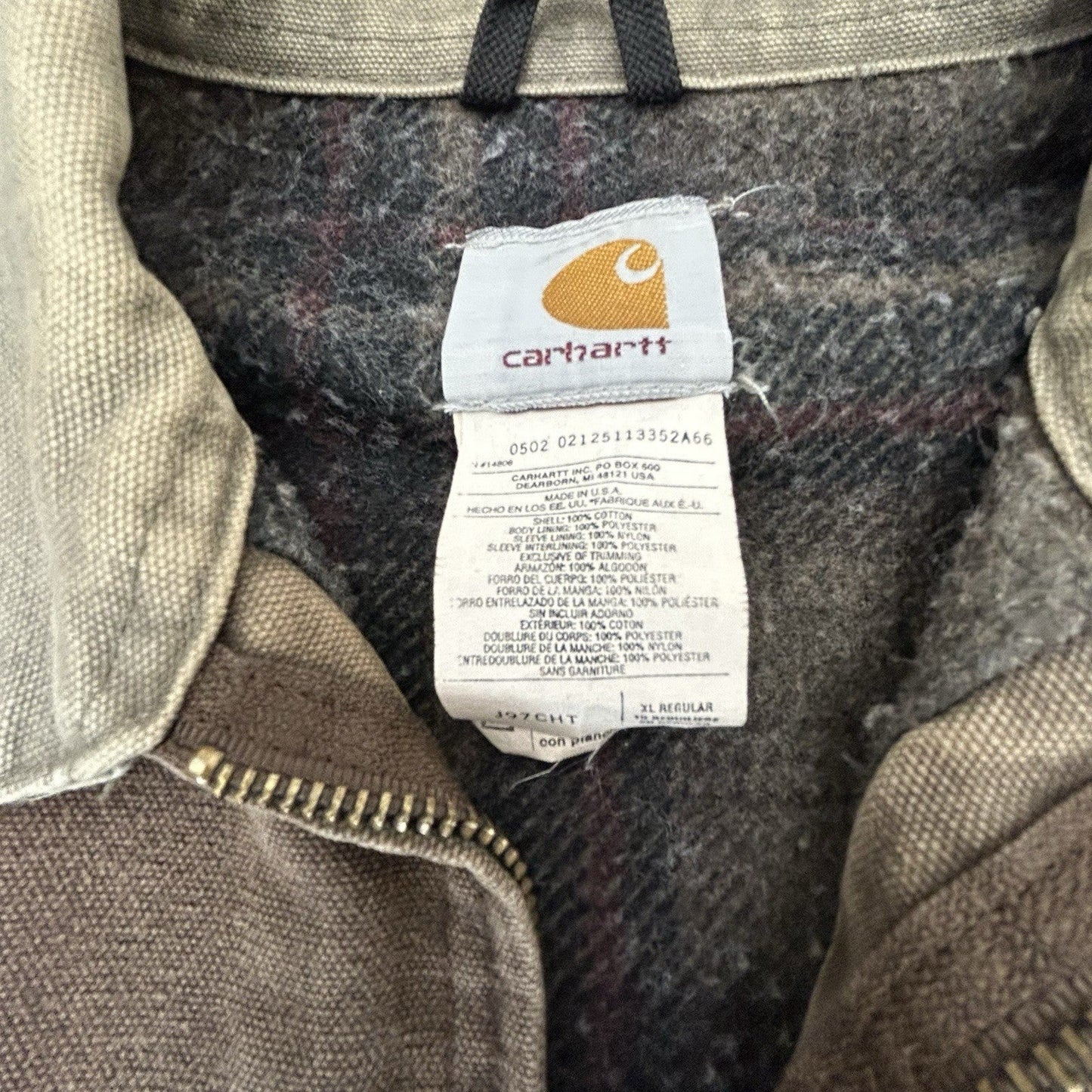 Vintage Carhartt Detroit Jacket Mens XL Blanket Lined J97 CHT Chestnut Brown USA