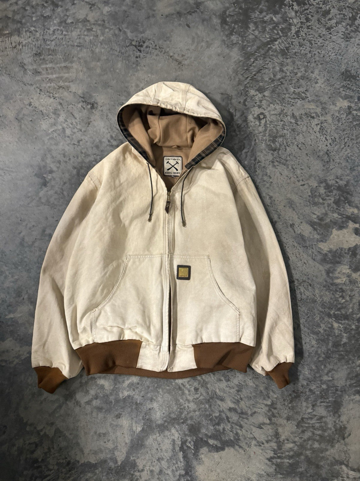 Vintage Carhartt X King Baby Active Jacket Canvas Metal Size Large Chrome