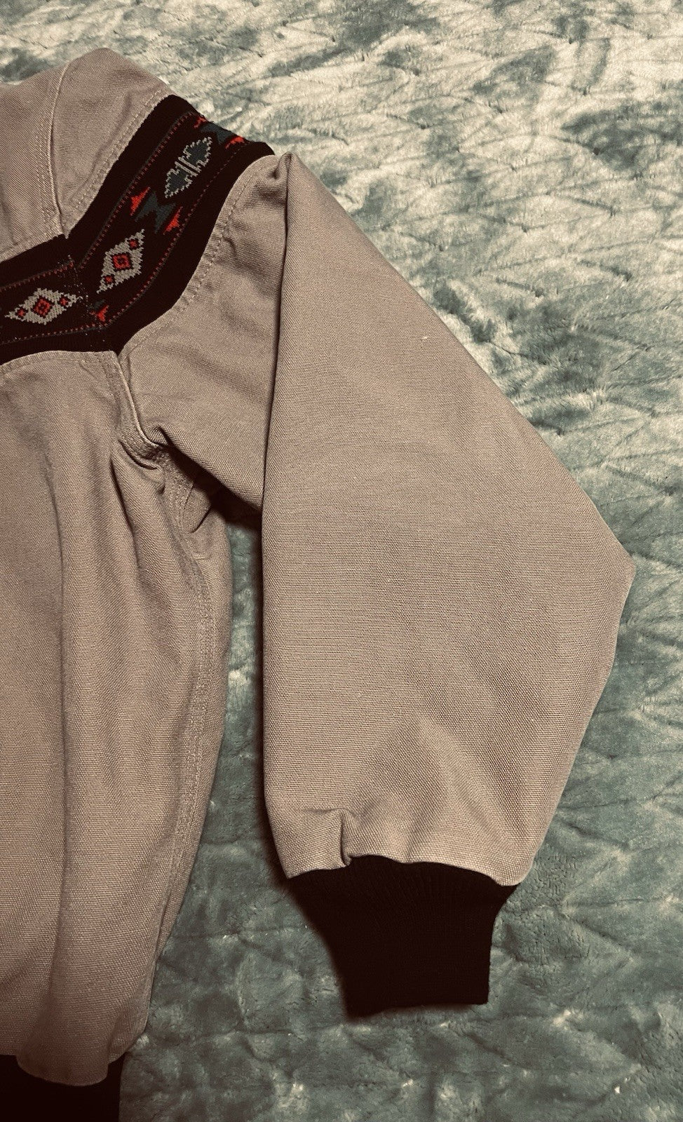 Vintage 90’s Men’s Carhartt Aztec Gray Hooded Jacket J78 CMT Southwestern Sz XL