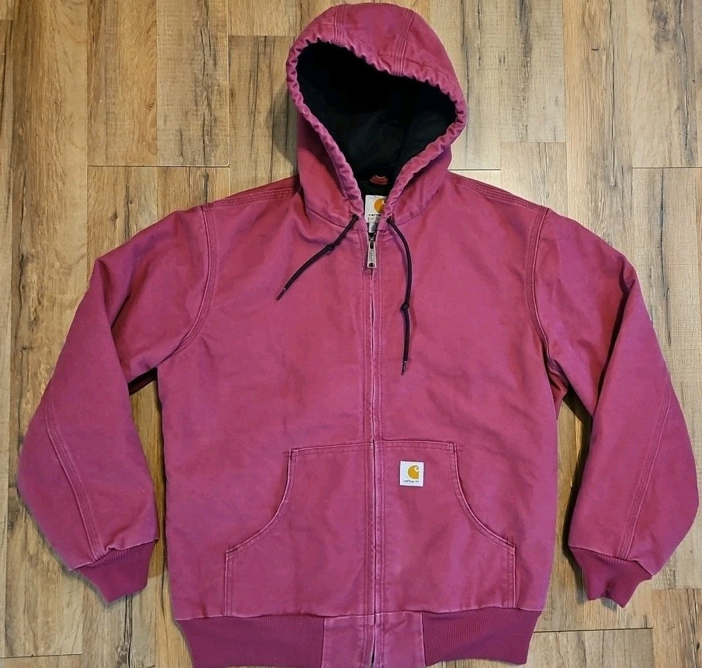 Carhartt Jacket Duck Canvas Hooded Quilt Lined Workwear WJ130 648 Womens 8/10