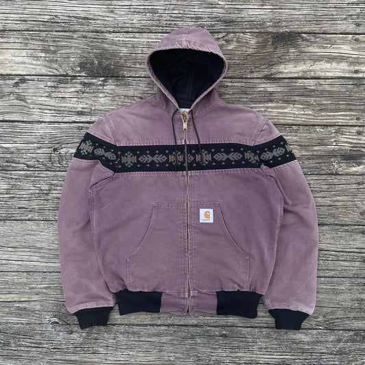 vintage carhartt jr0057 aztec active jacket in damson size medium