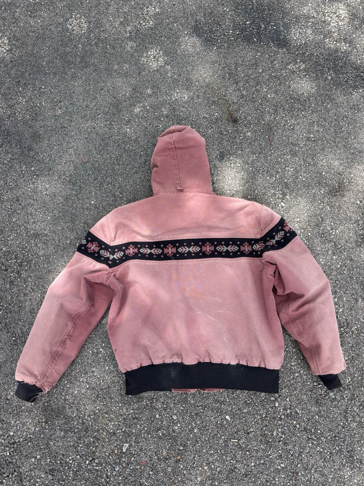 Vtg 90s Carhartt Aztec Hooded Jacket JR0136 Redwood XL Southwest Thermal Lined