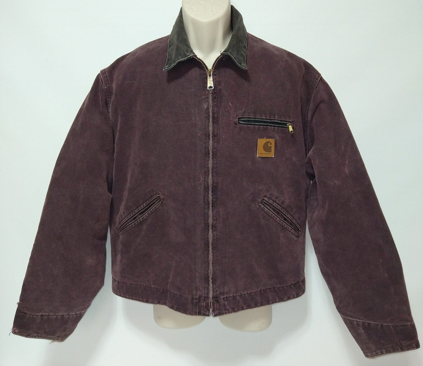 Carhartt Detroit Jacket J97 BRG Burgundy Size L Reg. Blanket Lined USA Made VTG