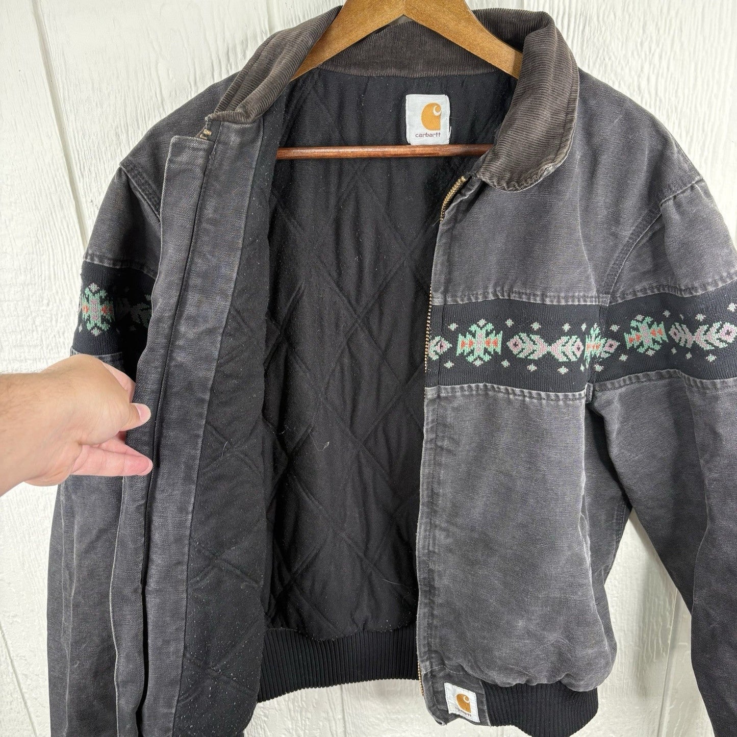 Vintage Carhartt Quilted Santa Fe Southwest Jacket “Black Aztec” JQ0405