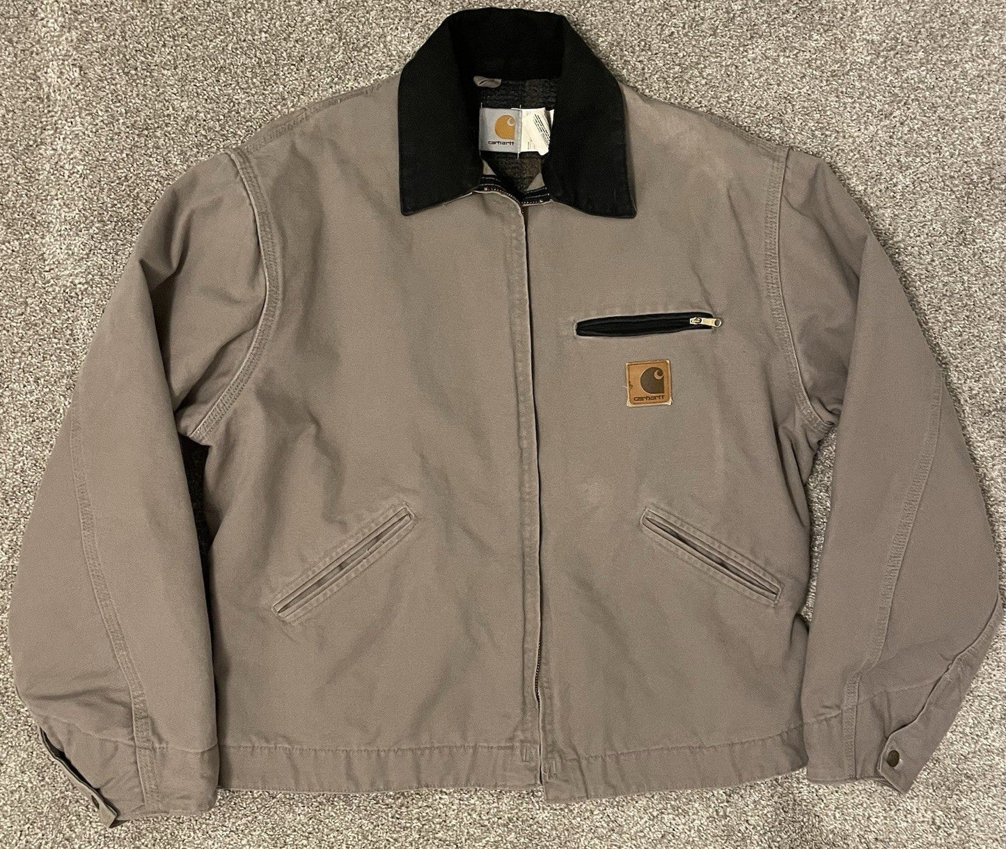 Carhartt Vintage Cement Grey Detroit Jacket J76 CMT Washed Sandstone Duck Large