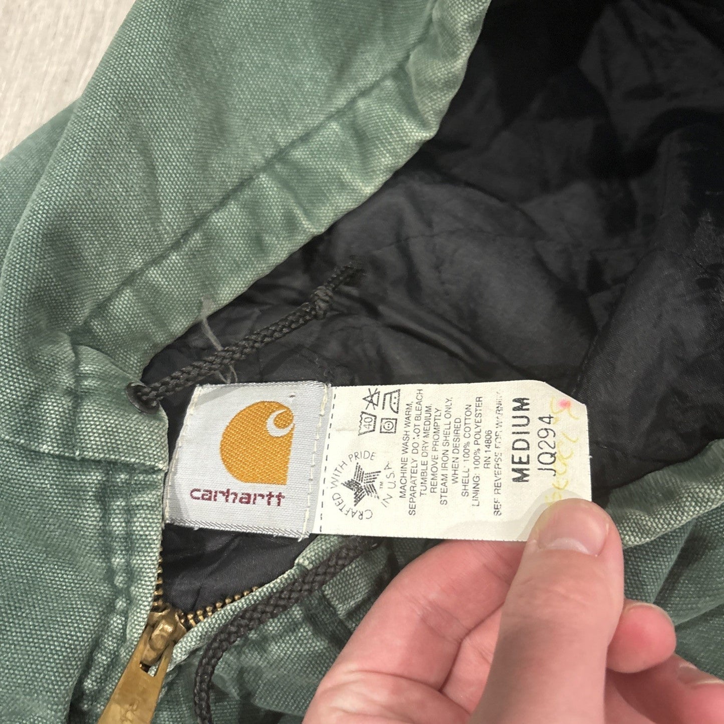Vintage 90s Carhartt JQ294 Jacket Mens Medium Aspen Green Quilt Lining 1996 USA