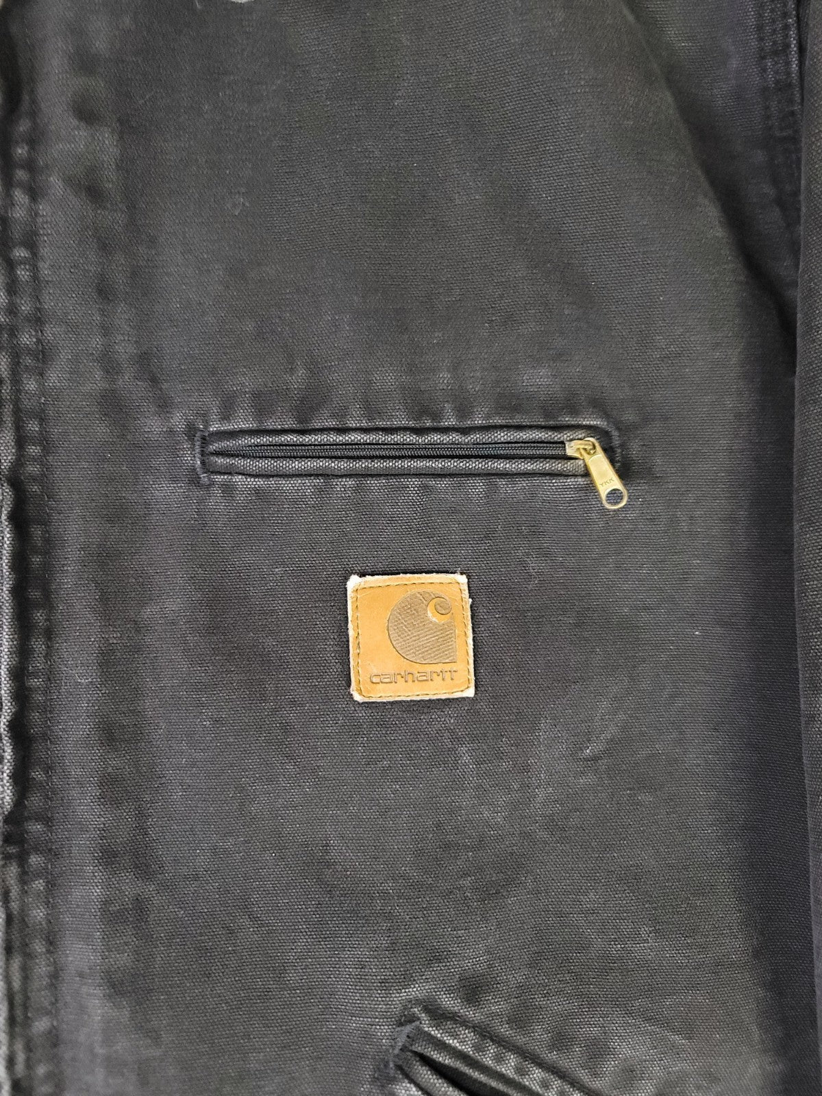 Vintage Carhartt J43 ONX Onyx Black Sandstone Detroit Jacket sz XL Blanket Lined