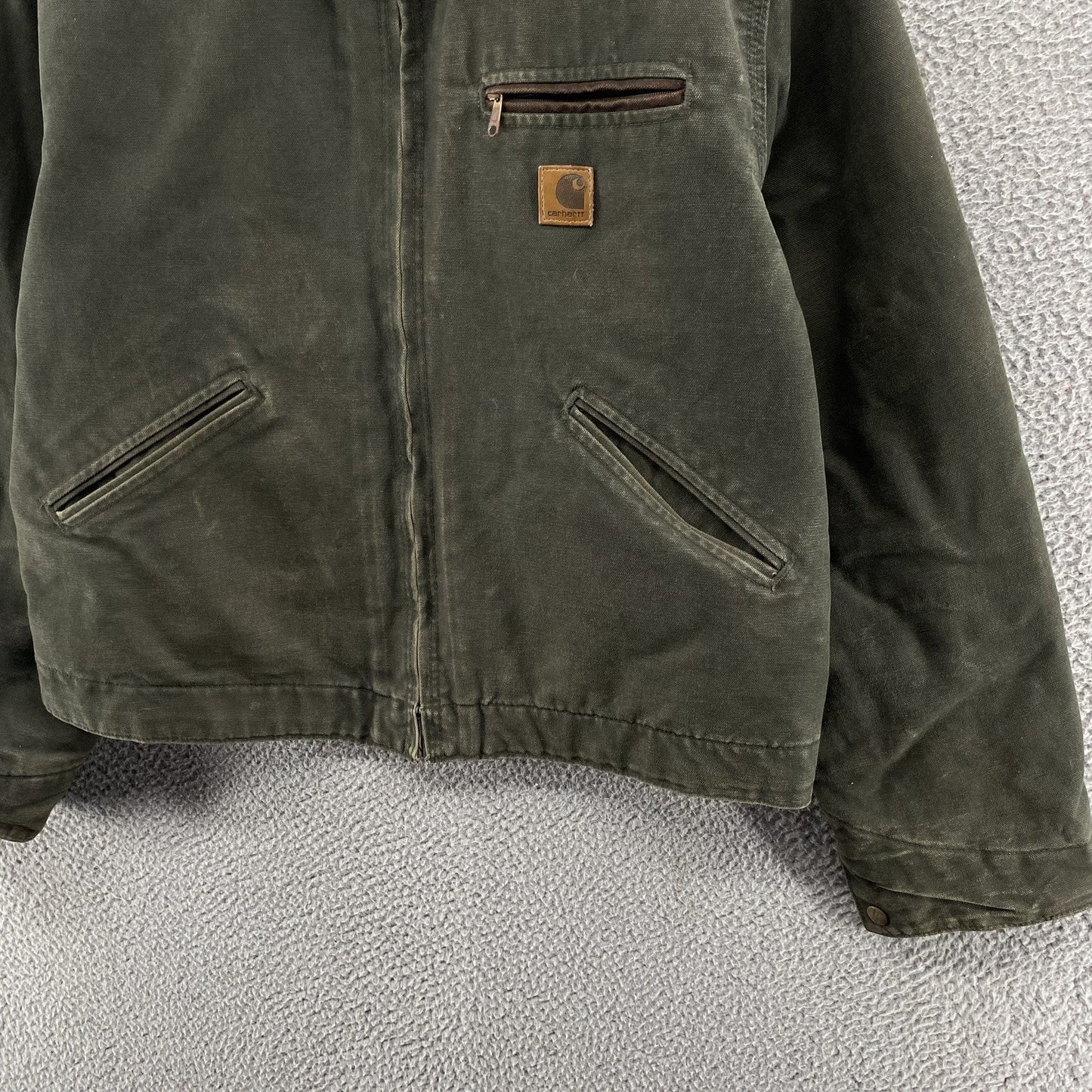 VINTAGE Carhartt Jacket Mens Large Green Detroit J97 MOS Blanket Duck Canvas 90s