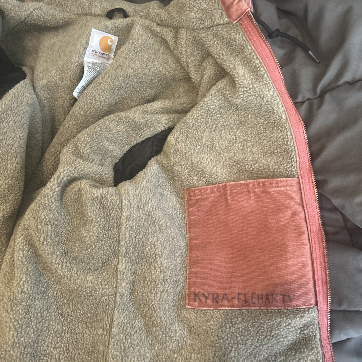 Vintage Carhartt WJ141 VRS rust red Jacket Sherpa Lined Hooded Womens Small RARE