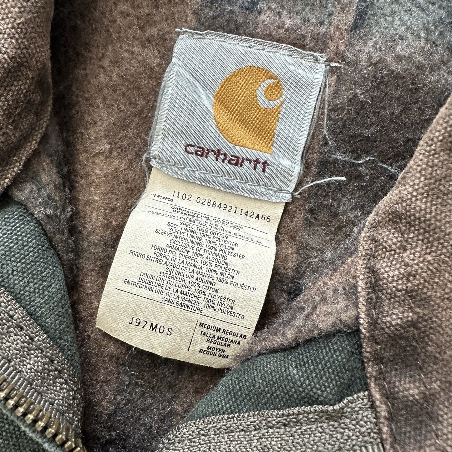 Carhartt J97 MOS Detroit Jacket Medium Moss Green Blanket Lined Duck Vintage