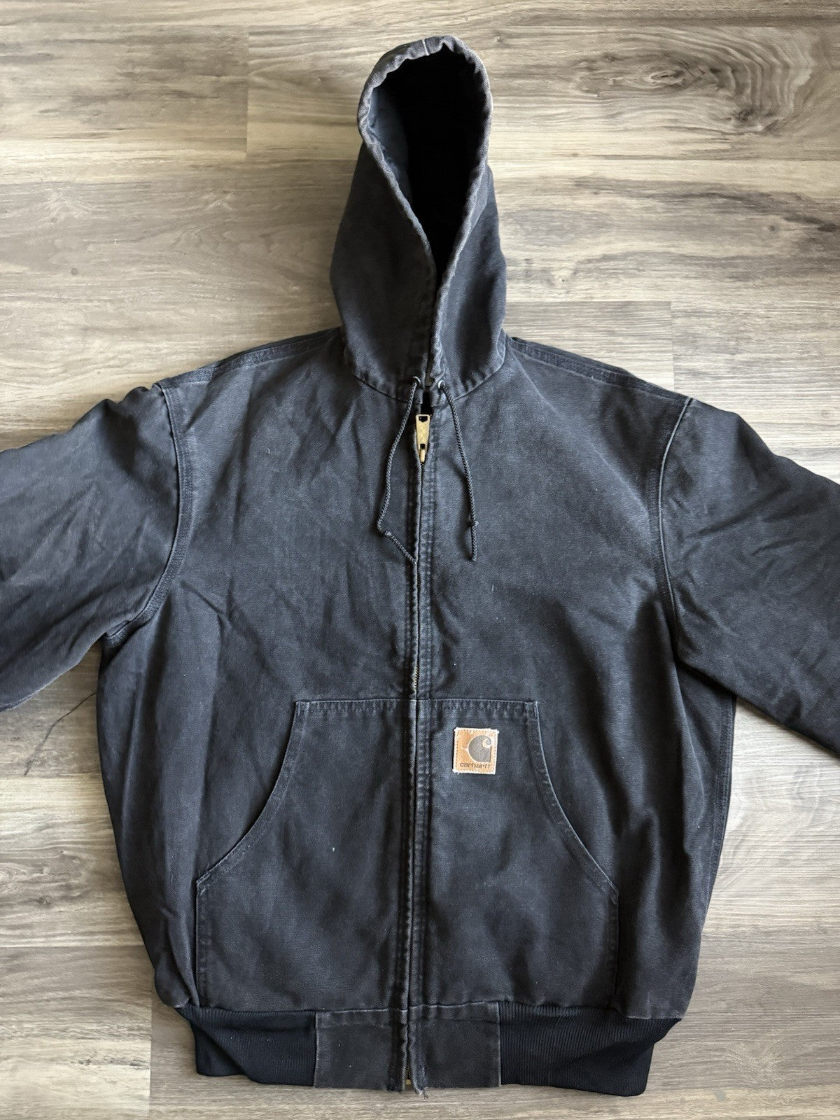 Vintage Carhartt J06 Jacket Mens Large Onyx Black Quilted Lined 90s USA Workwear