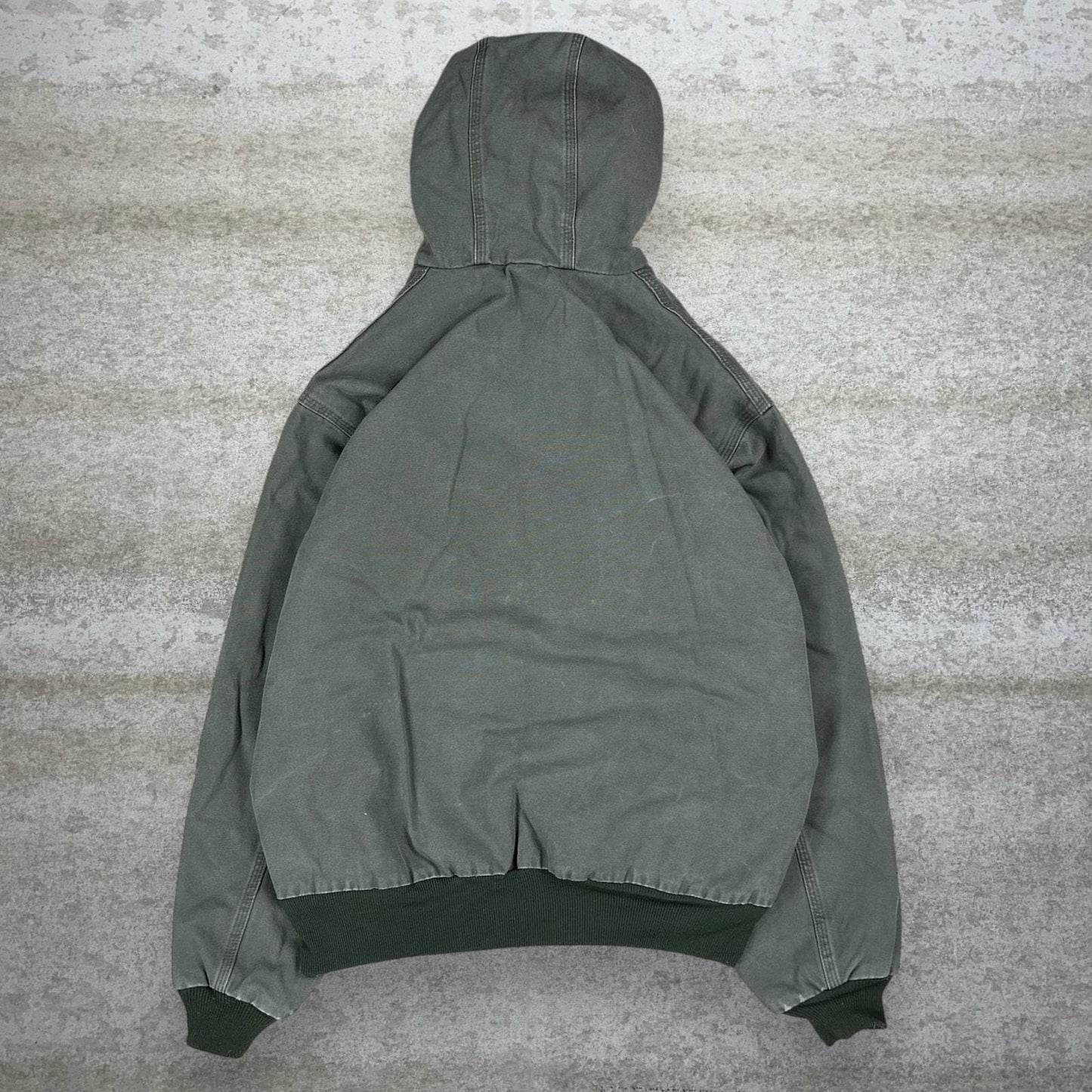 Vintage Carhartt Jacket L Sage Green Cotton Canvas Insulated Hooded Full Zip 90s