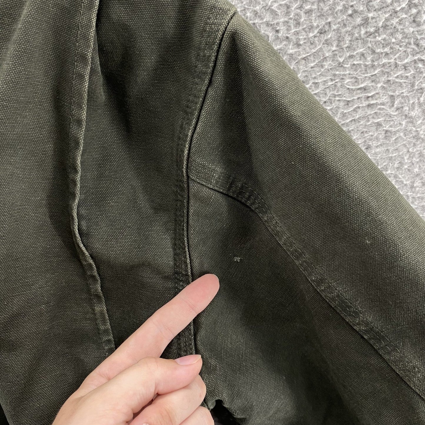 VINTAGE Carhartt Jacket Mens Large Green Detroit J97 MOS Blanket Duck Canvas 90s
