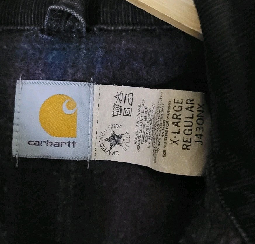 Vintage Carhartt J43 ONX Onyx Black Sandstone Detroit Jacket sz XL Blanket Lined