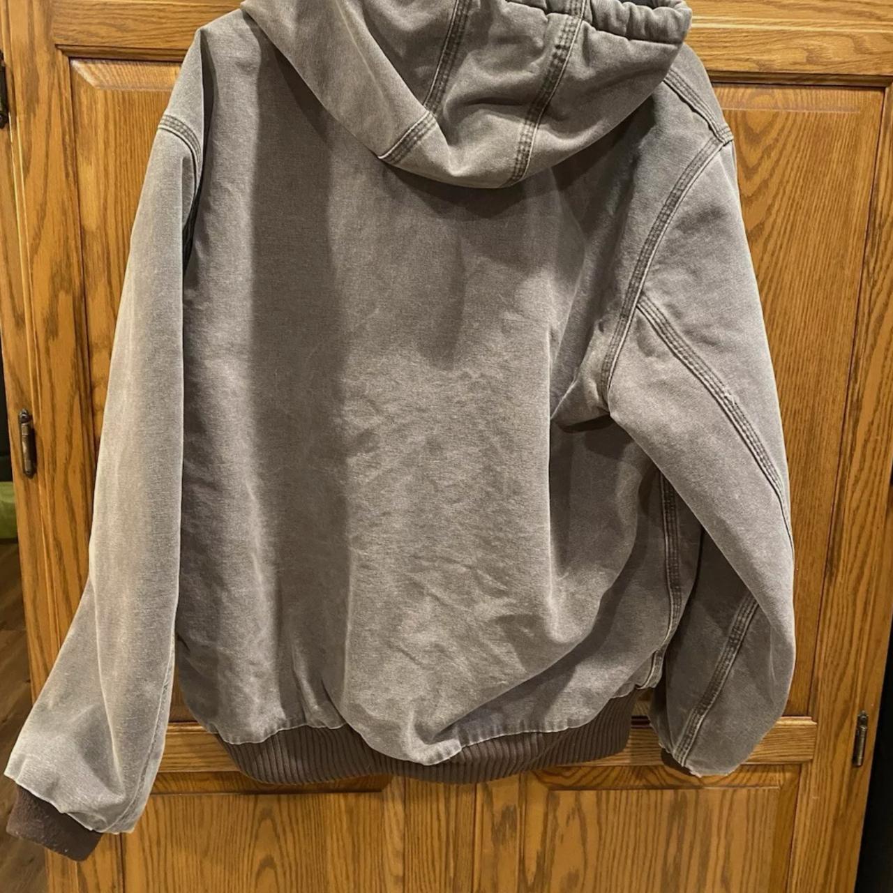 Vintage Carhartt Hooded Jacket Mens Medium Distressed Faded Quilted Tan
